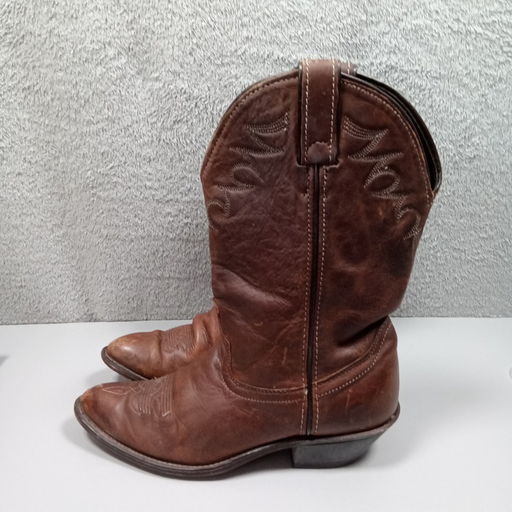 Laredo Womens Brown Leather Western Cowboy Boots Pointed Toe Made in‎ USA 7.5M